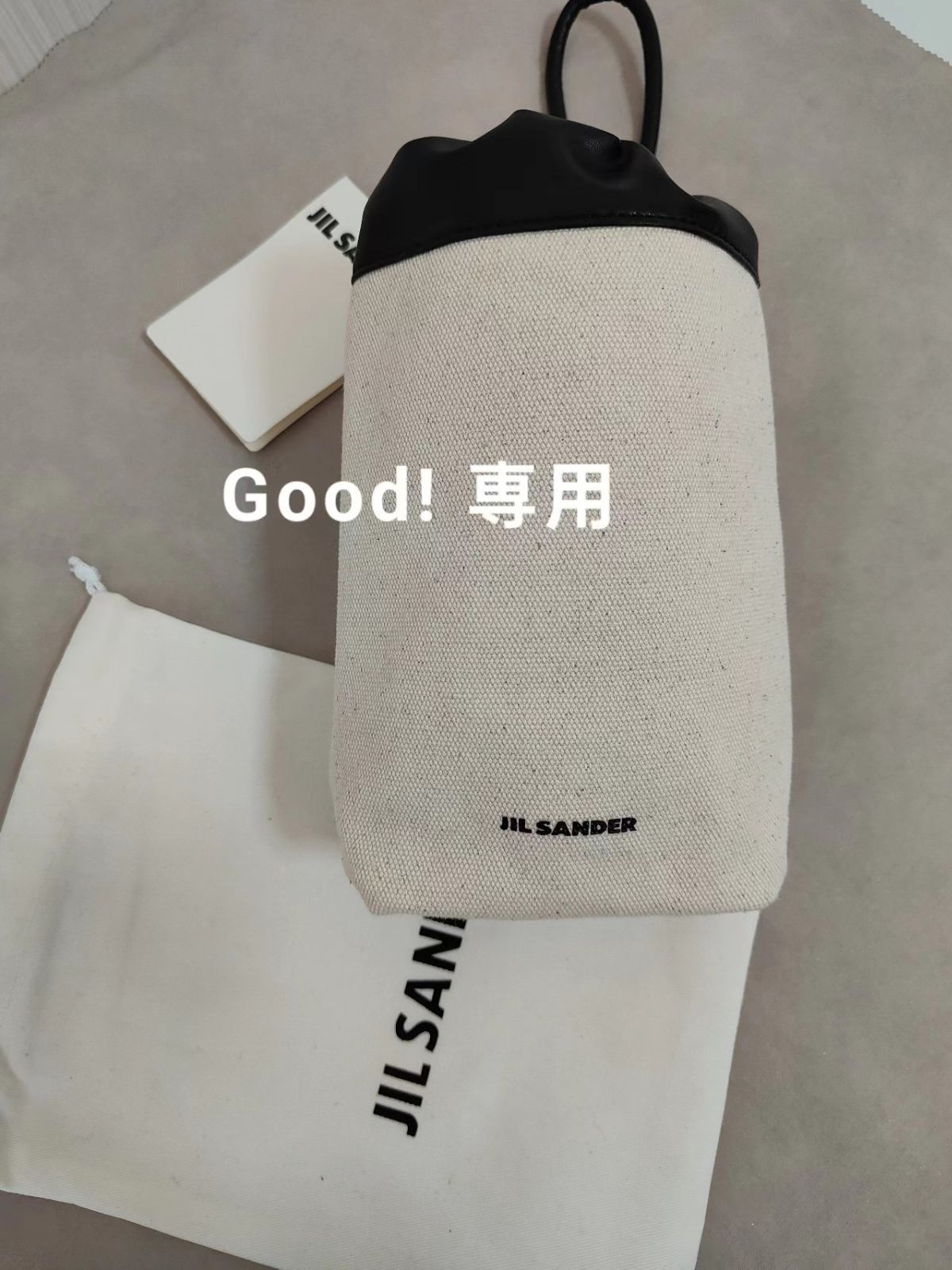 【新品】ジルサンダー JIL SANDER ポーチ キャンバス 巾着バッグ ベージュ ☆超人気☆ 男女兼用 スモールポーチ