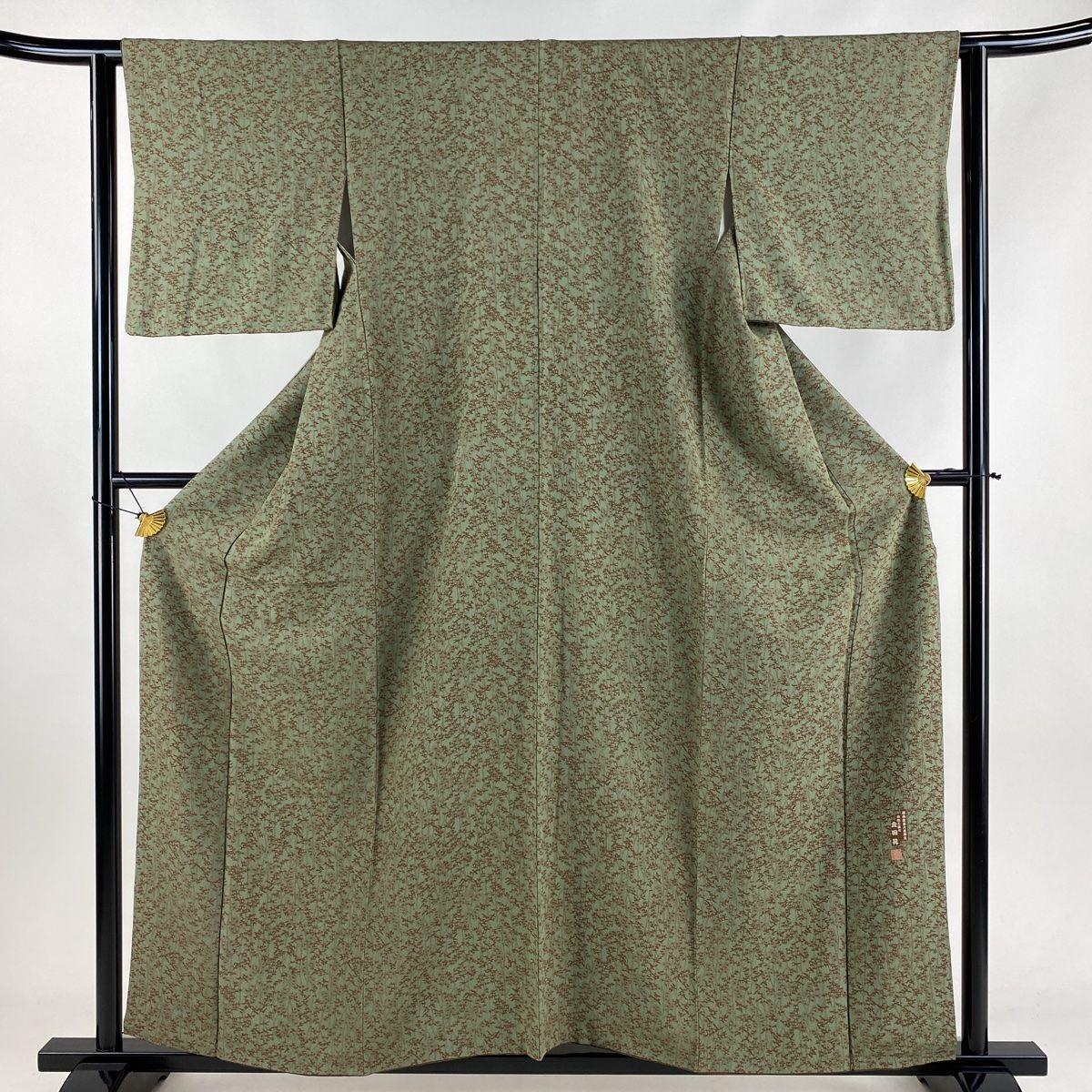 小紋 身丈158cm 裄丈62cm S 袷 金田昇 落款 松 楓 灰緑 正絹 秀品
