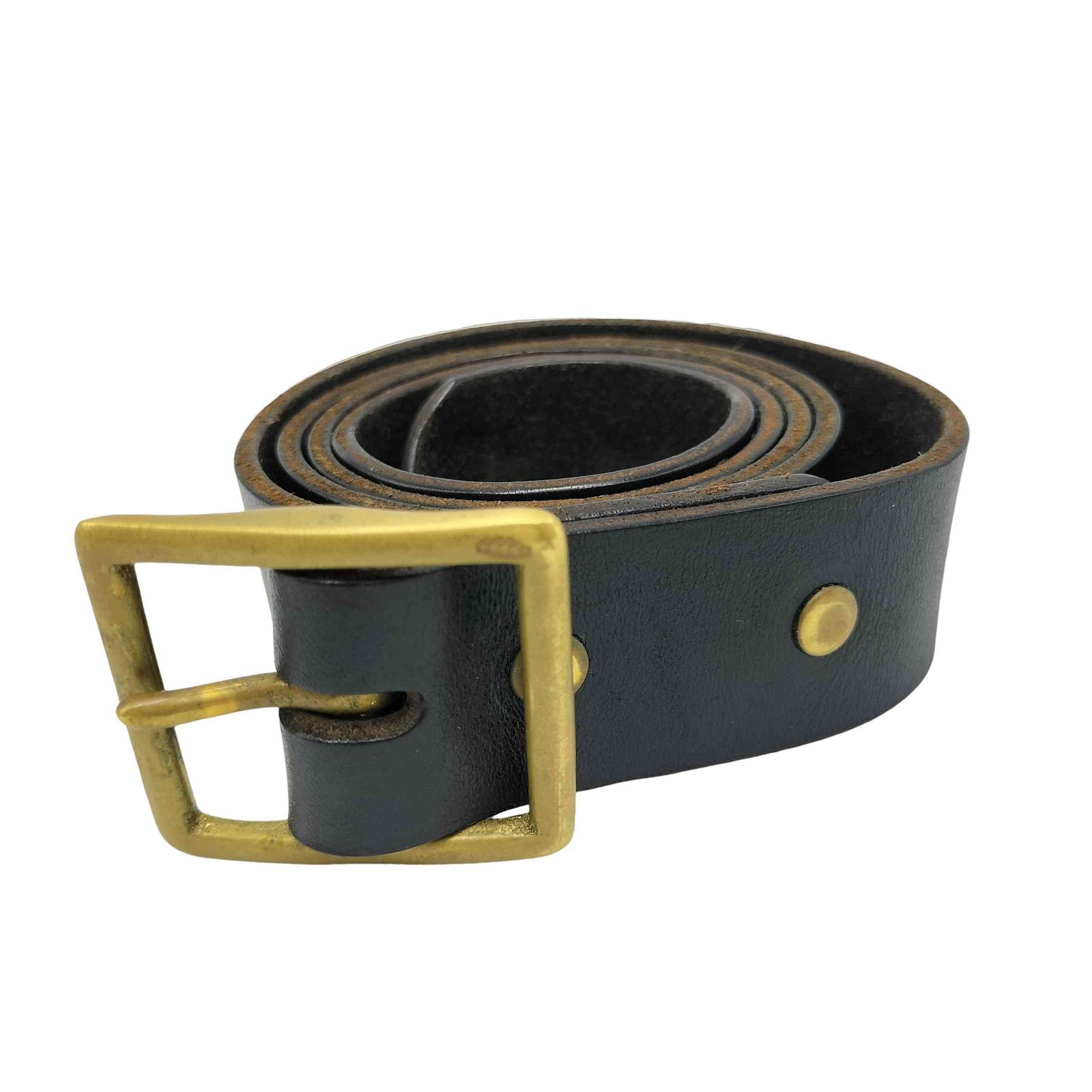 ユーズドフルギ USED古着 BUTTON WORKS USA製 ロゴ 型押し レザー ベルト メンズ  34