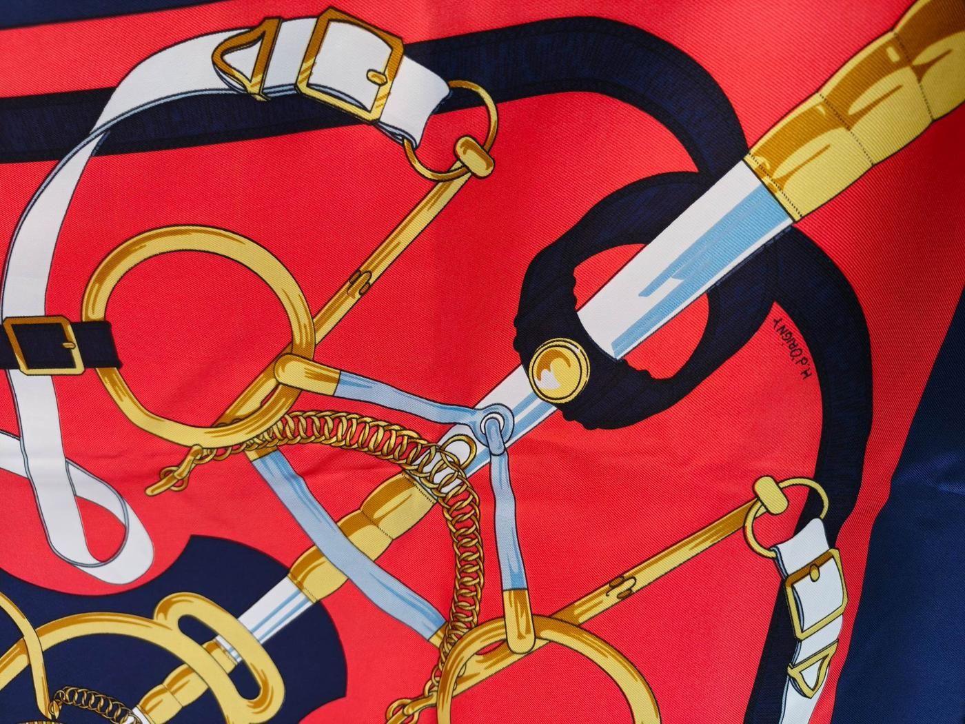 HERMES エルメス カレ90 黄金の拍車 タグあり スカーフ【BKAW9022