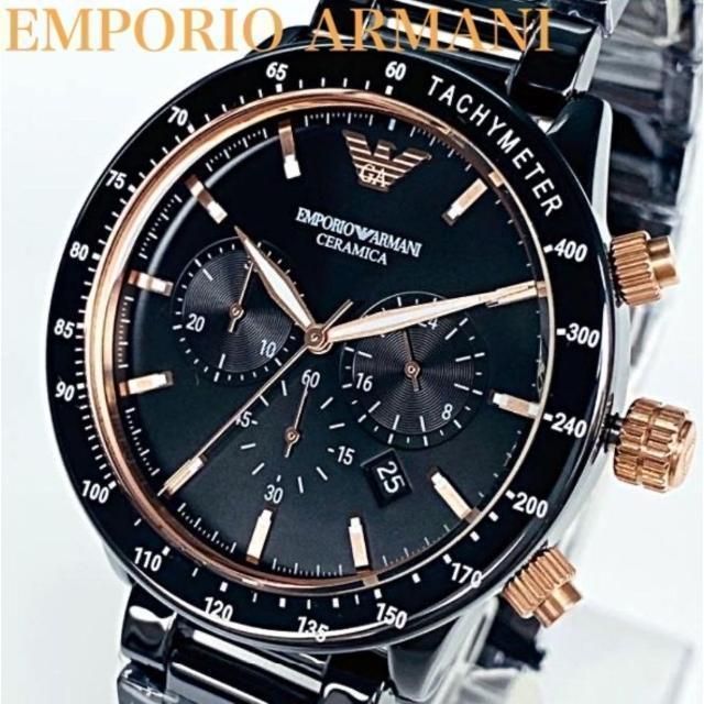 時計ショップHaru150【新品】エンポリオアルマーニ時計　メンズ腕時計　ブラック　クロノグラフ