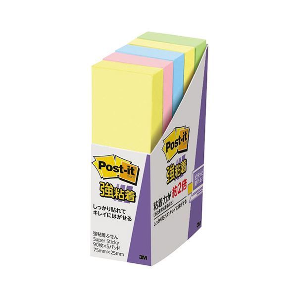 まとめ 3M ポスト イット 強粘着ふせん75×25mm 混色 500-5SSAP 1パック 5冊 ×10セット