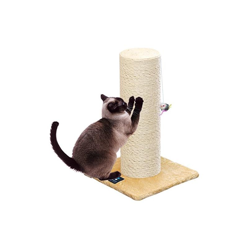 ottostyle.jp 猫爪とぎポール|ツメとぎキャットタワー 太 直径約20cm ベージュ 全麻縄巻き|おもちゃ付タイプ 1