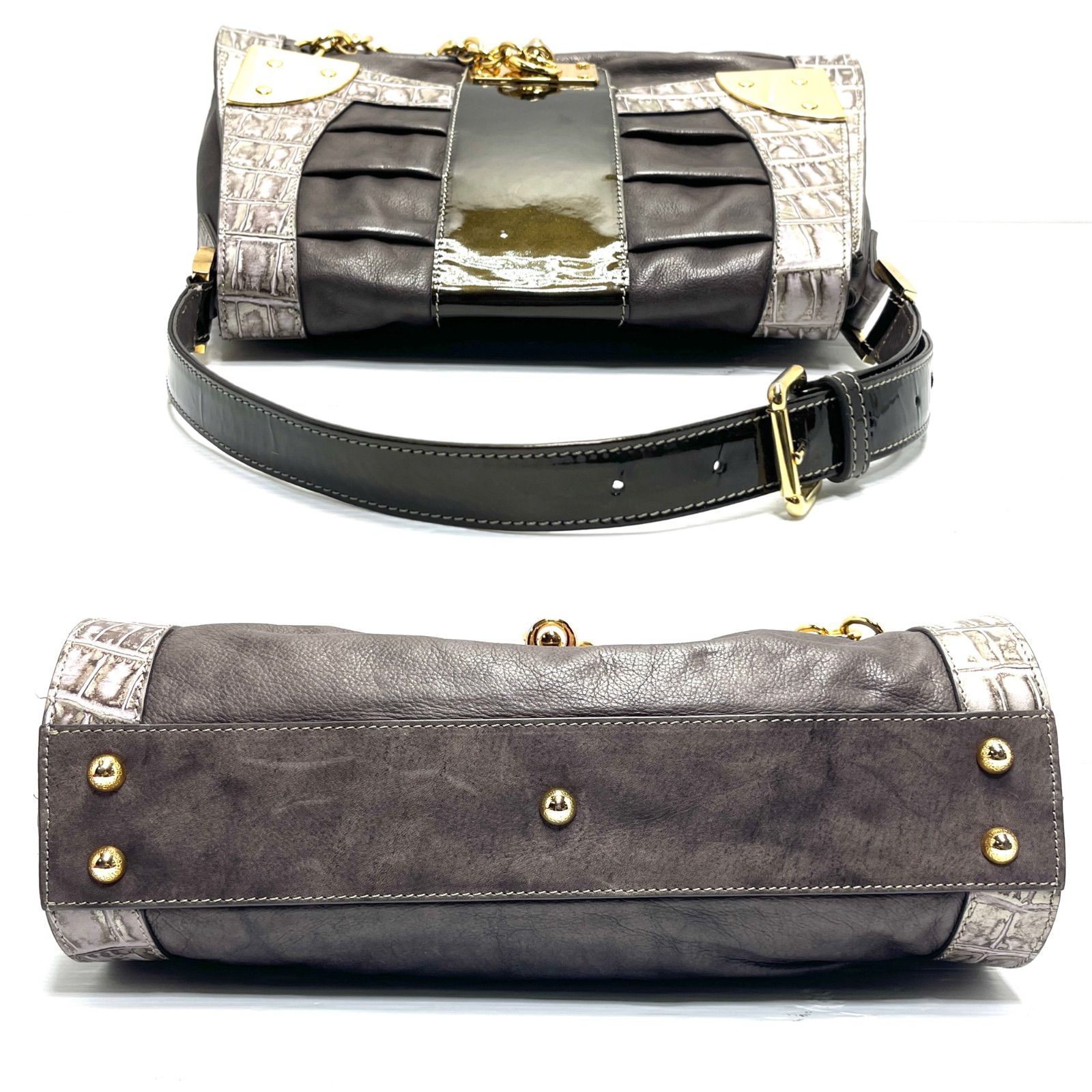 美品】braccialini ブラッチャリーニ 本革 レザー ドラム型