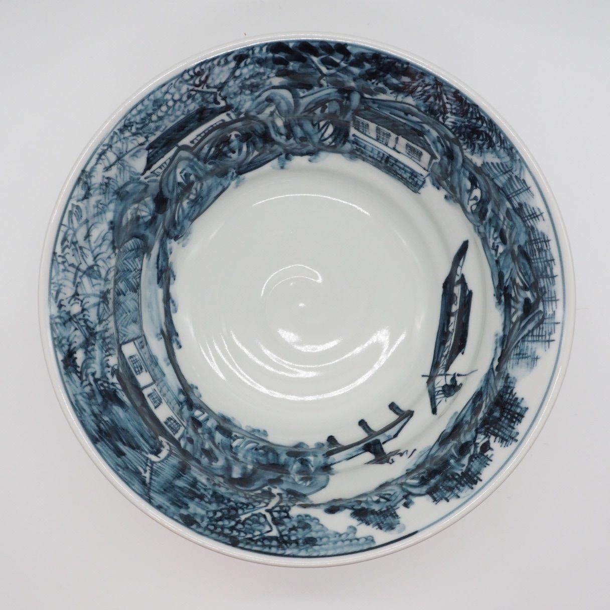 京焼 清水焼 六齋窯 村田幸之介 染付 五角皿 2個 山水画　新品未使用 京焼 清水焼 六齋窯 村田幸之介 染付 五角皿 2個 山水画