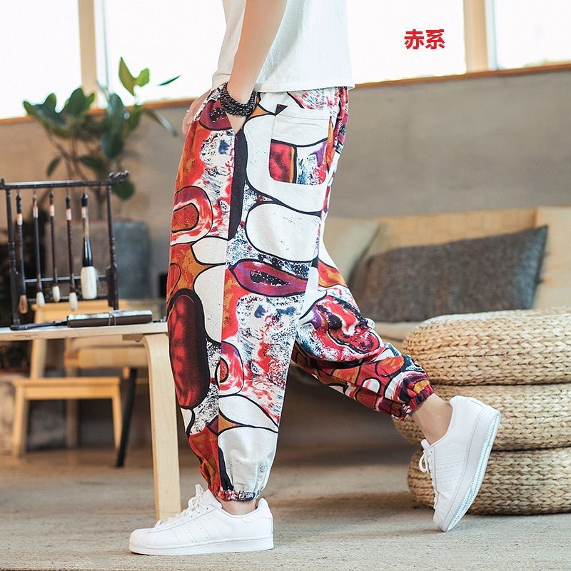 6色サルエルパンツ メンズ ワイドパンツ チノパン ロング 綿麻風
