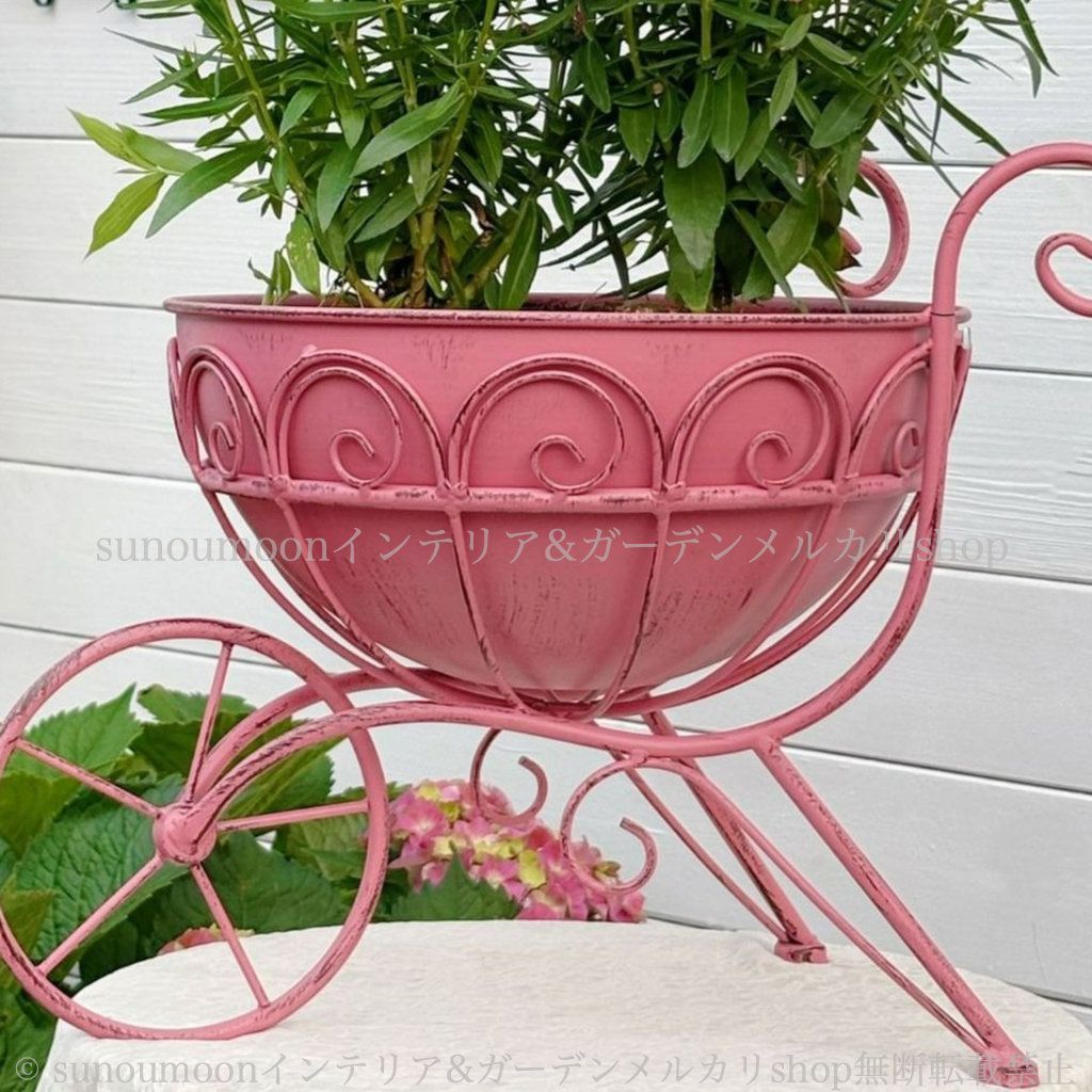 おしゃれ 雑貨 アイアンワーク お洒落 4-7 ガーデニング メタル フラワーポットスタンド インテリア ガーデン雑貨 庭の装飾 庭 ガーデンインテリア ヴィンテージ調 ガーデン ピンク 自転車風 USTAUSTRALIA_COM_AU