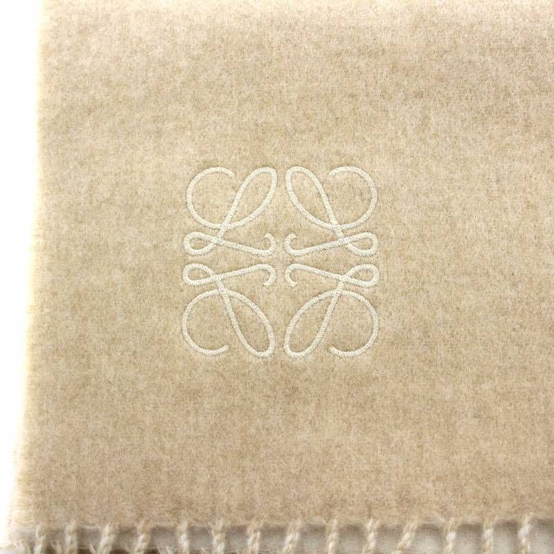 LOEWE バイカラーアナグラムストールベージュ＆白 楽天市場】LOEWE ロエベ BICOLOR SCARF マフラー バイカラー