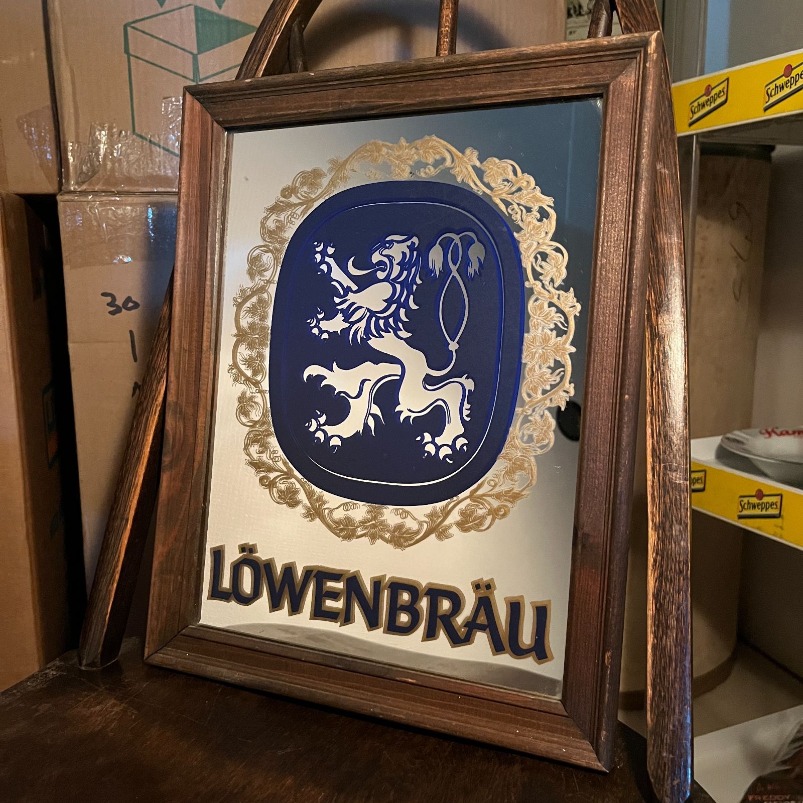 ヴィンテージ LOWENBRAU ローベンブロイ パブミラー-