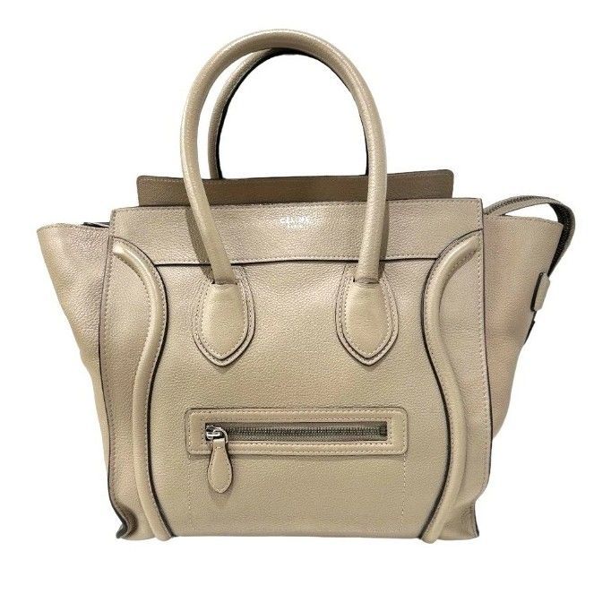 CELINE ラゲージ　ベージュ レザートートバッグ セリーヌ ラゲージ ミニ デューン レザー トートバッグ CELINE