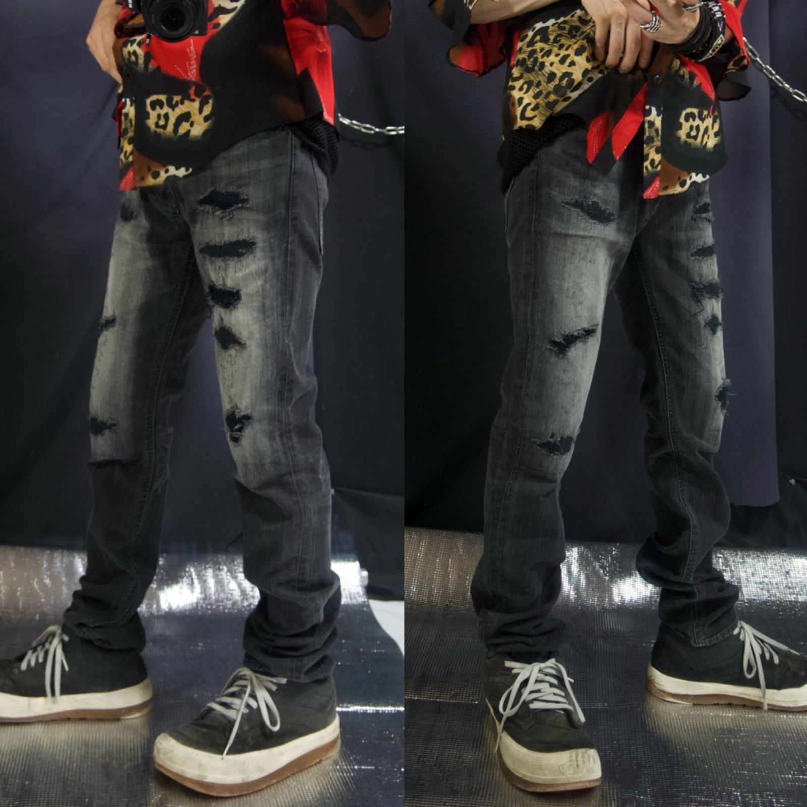 Big John Japan made Crush,Damage Wash,Fade Black Skinny Denim 