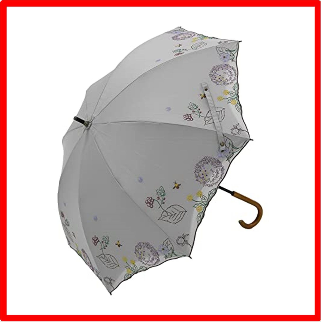 送料無料】ボタニカル・グレー 日傘 ショート日傘 完全遮光 遮熱 UV