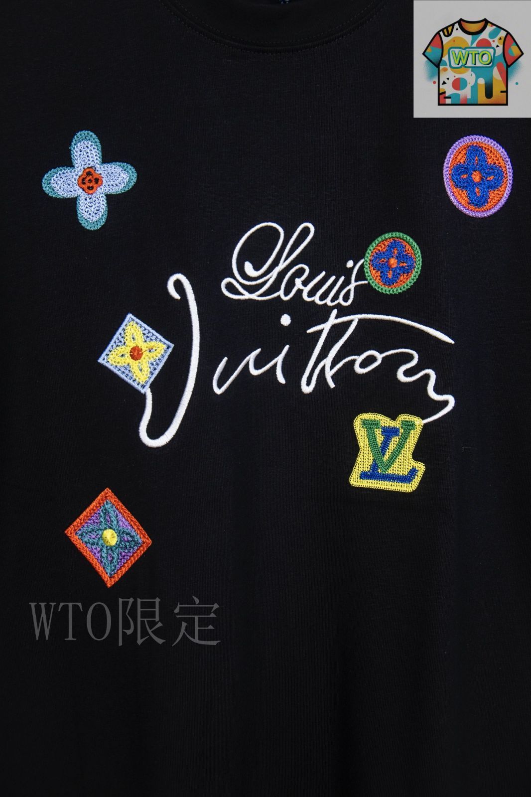 今日特価】Louis Vuitton 25ss ドーパミン老花刺繍 T シャツ-1