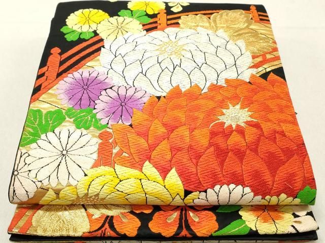 金榮國　 　　壷 平和屋着物▽六通柄袋帯 草花文 金銀糸 正絹 逸品 CAAX6856vp 平和