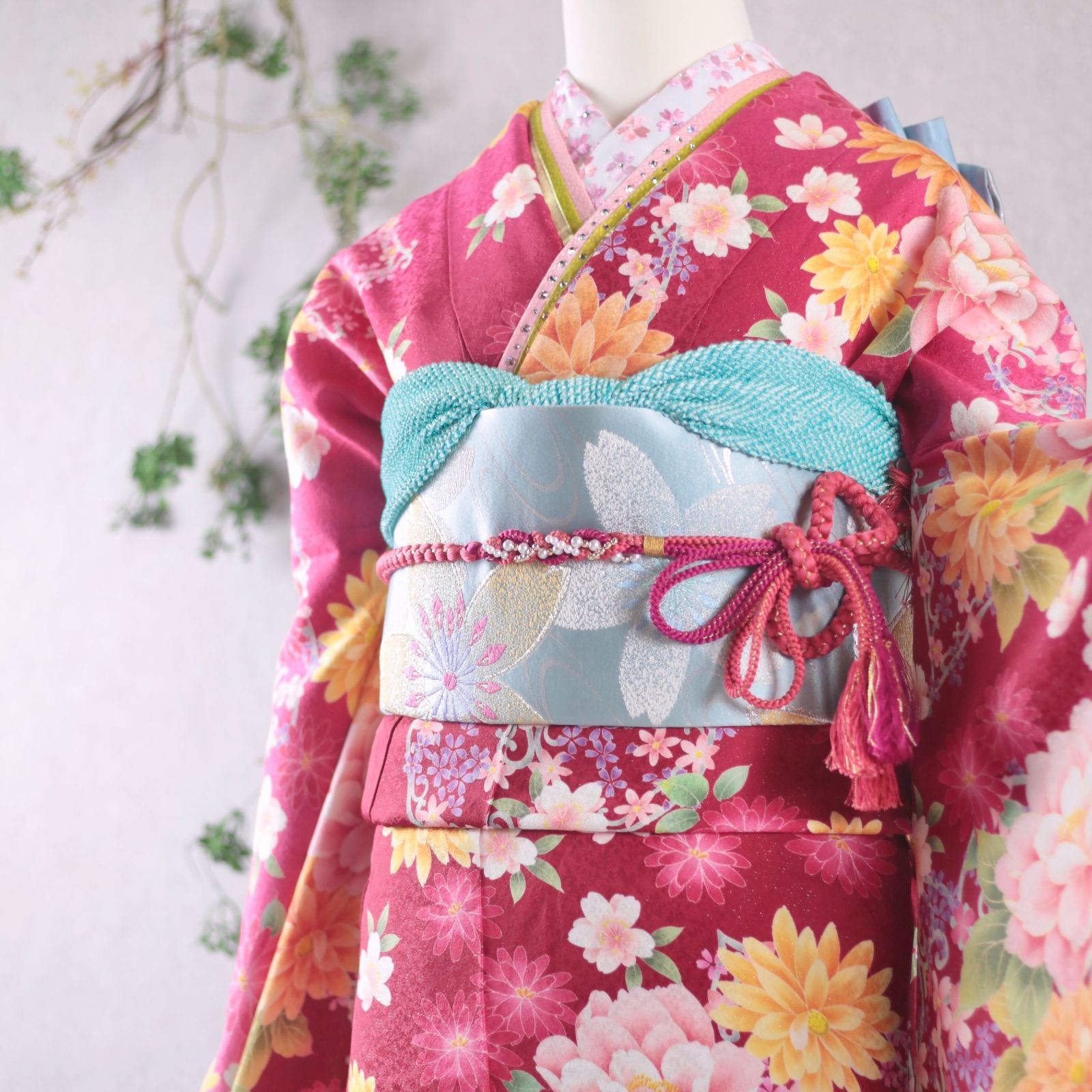 振袖フルセット 振袖セット 振袖 Lサイズ 中古 ピンク×エレガント 美品