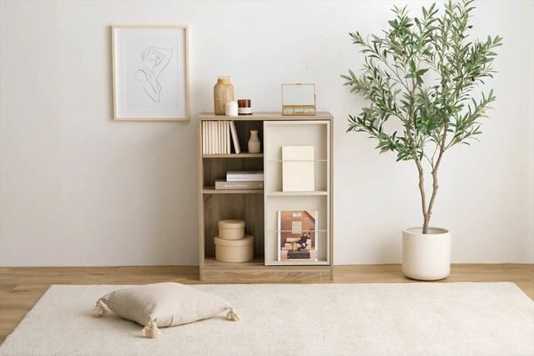 本棚 幅71cm スライド棚 おしゃれ ディスプレイ ラック 収納棚