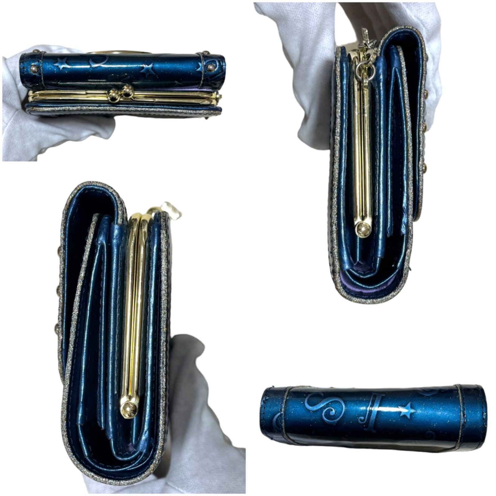 【新品未使用】ANNA SUI ハリー財布　二つ折り　ガマ口【青】 楽天市場】展示品箱なし アナスイ 財布 二つ折り財布 がま口財布 青