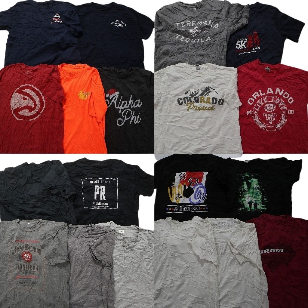 古着卸 まとめ売り カラーmix プリント 半袖Tシャツ 19枚セット (メンズ M ) カレッジ風 企業系 無地系 ワンポイント ジムビーム MU7388