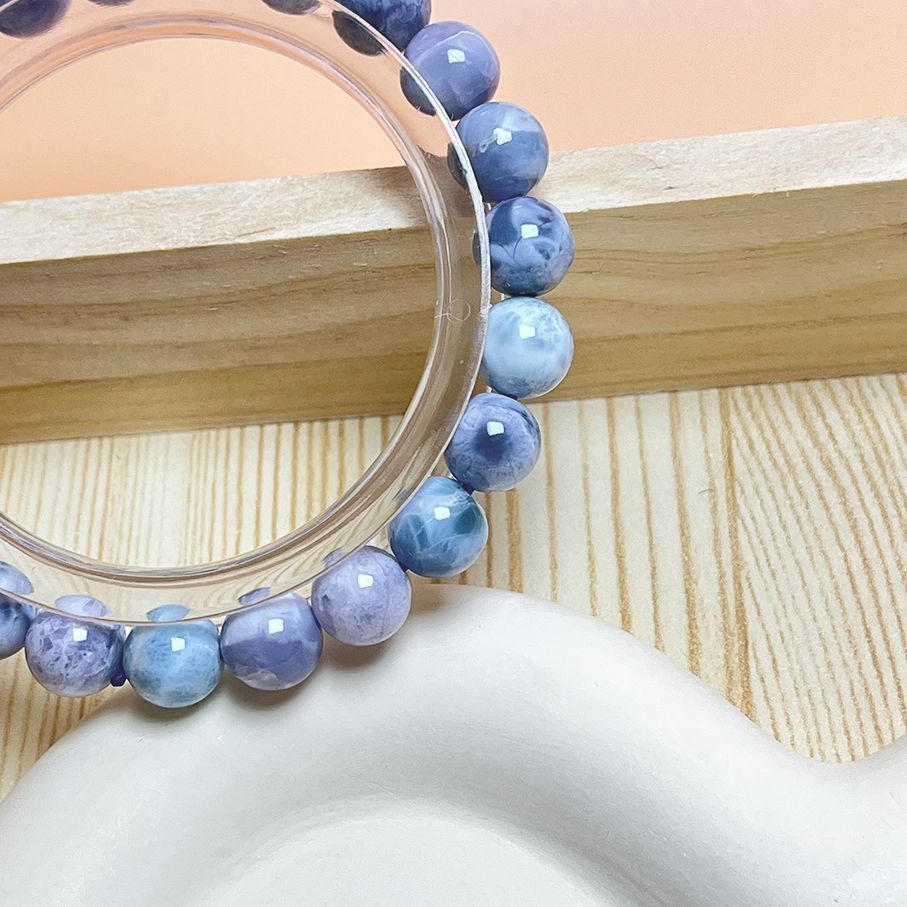 動く 10 OFF 夢色 EU製 ドミニカ共和国産のパープルラリマー ペクトライト パワーストーン ブレスレット 天然石 開運 金運 プレゼント1 8.4mm ZB9293