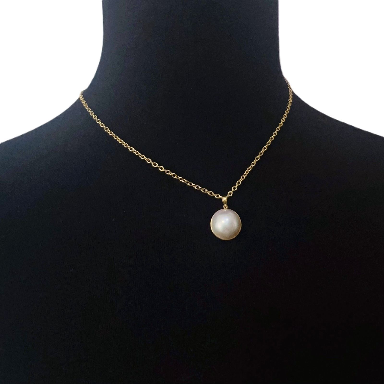 K18 YG 天然 マベパール ネックレス ペンダント トップ 15.3mm