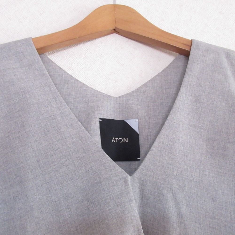 ATON ノースリーブ レディース エイトン 中古　古着 ATON - ATON エイトン ノースリーブ M カーキ 【古着】【中古
