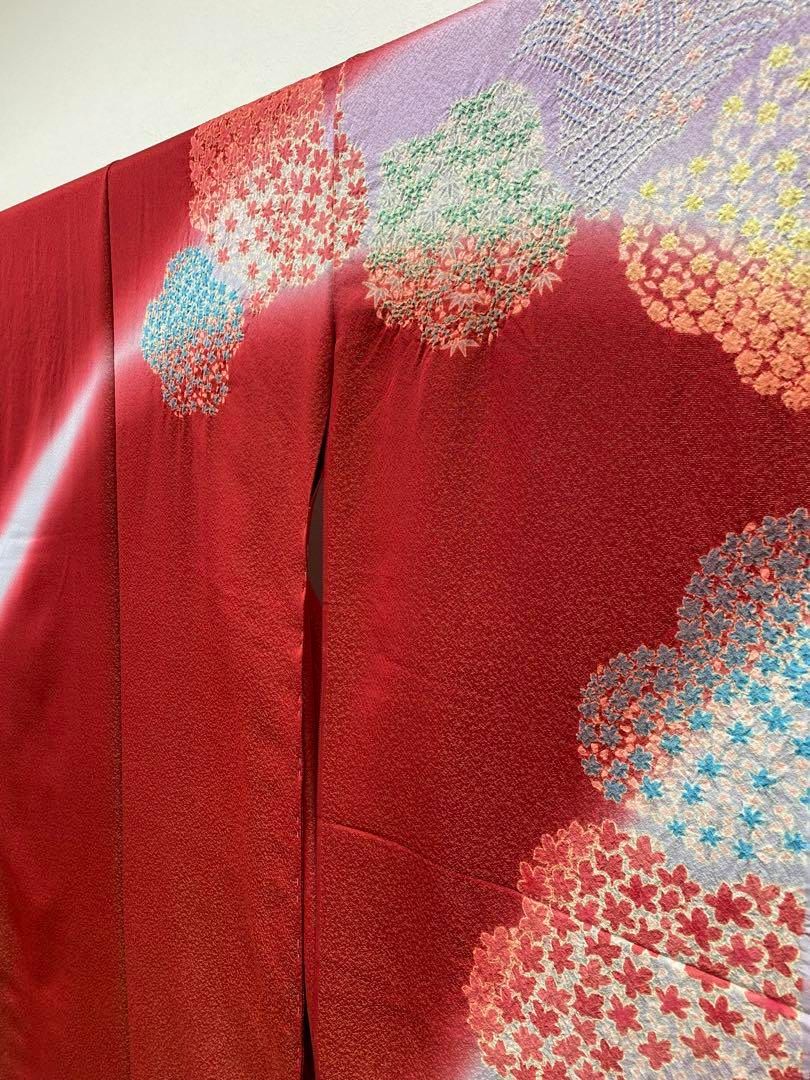 振袖 仮絵羽 舞台衣装 滝泰 金通し 相良刺繍 正絹 未仕立て品 八掛付き 