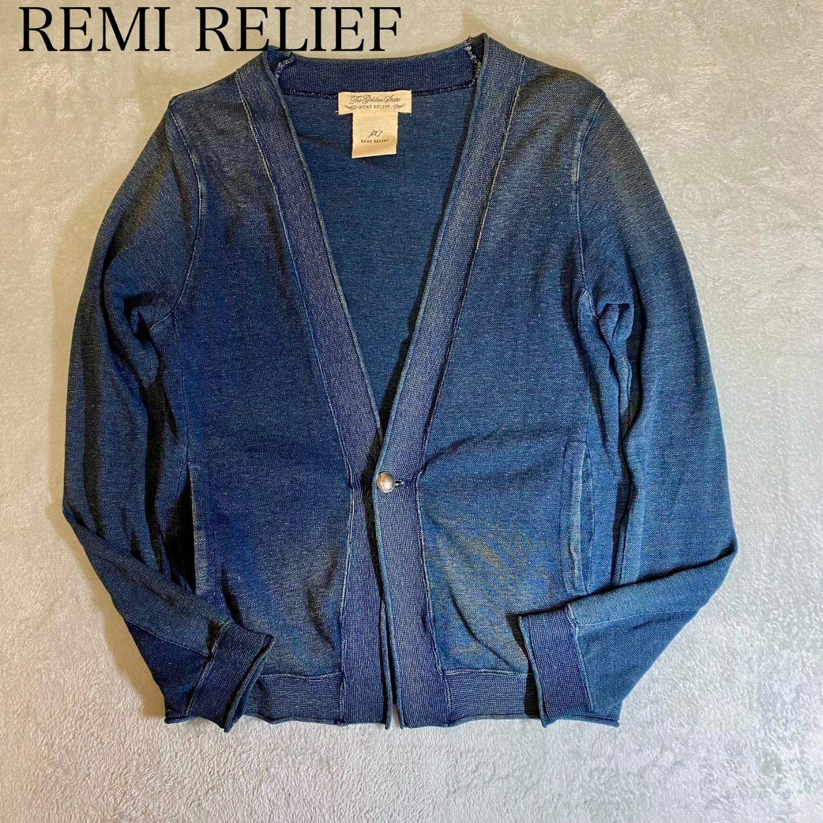 【URBAN RESEARCH Sonny Labelアーバンリサーチ サニーレーベル】インディゴ ワッフル コンチョボタン カーディガン M!! (ダブルアールエル) RRL インディゴ コットン リネン カーディガン