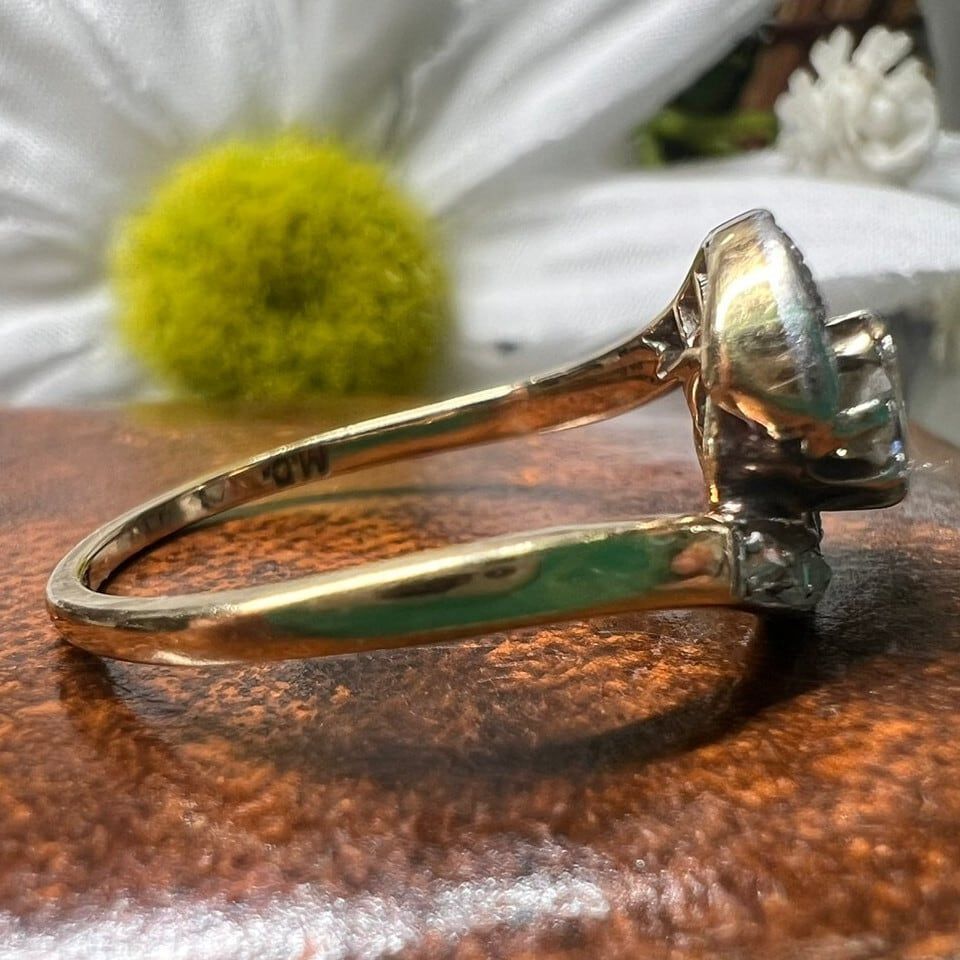 イギリス アンティーク リング 指輪 K18 Pt コンビ オールド  