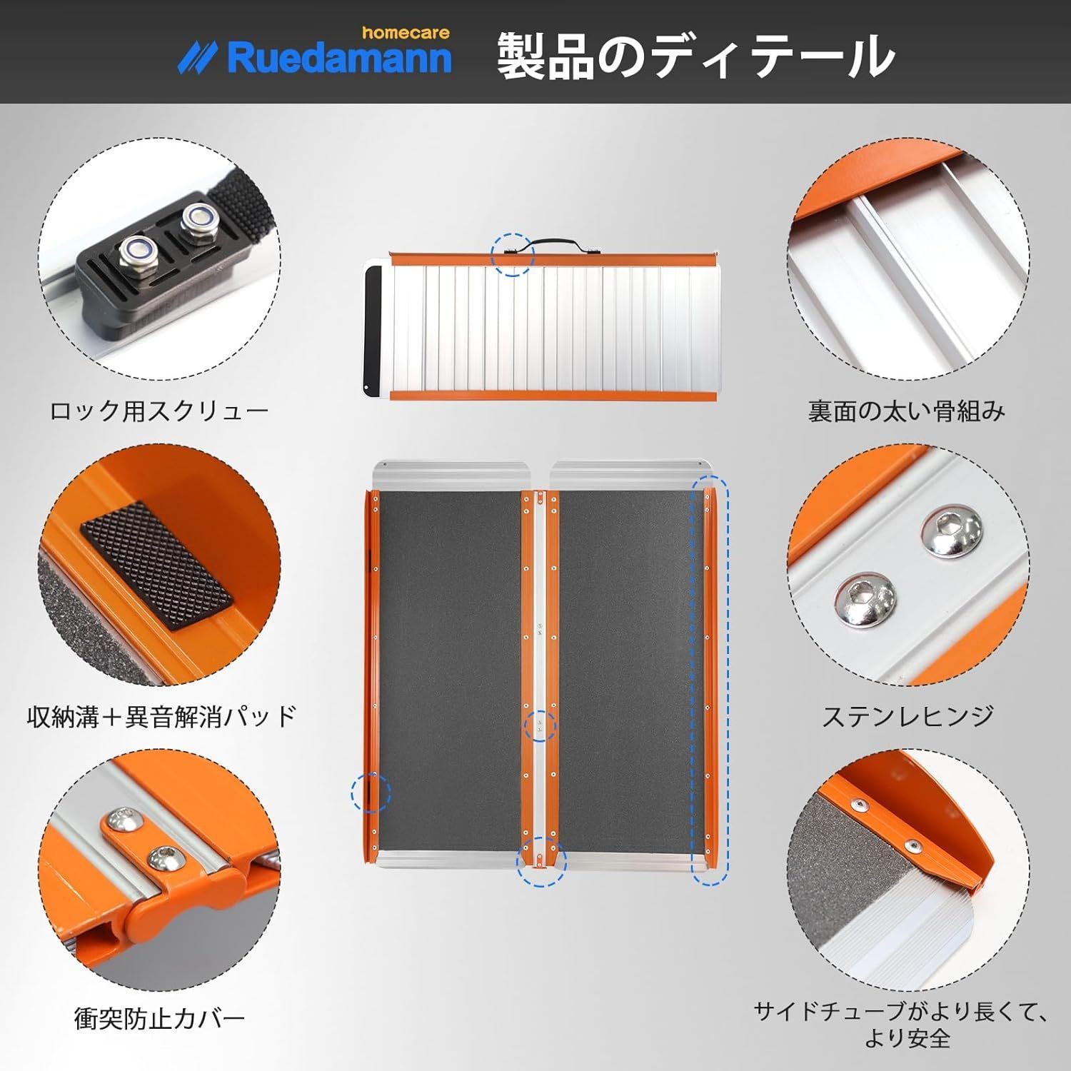 Ruedamann スロープ 長さ91cm*幅76.5cm 耐荷重300kg 車椅子用スロープ 介護用スロープ 段差解消スロープ 折りたたみアルミ スロープ - メルカリ