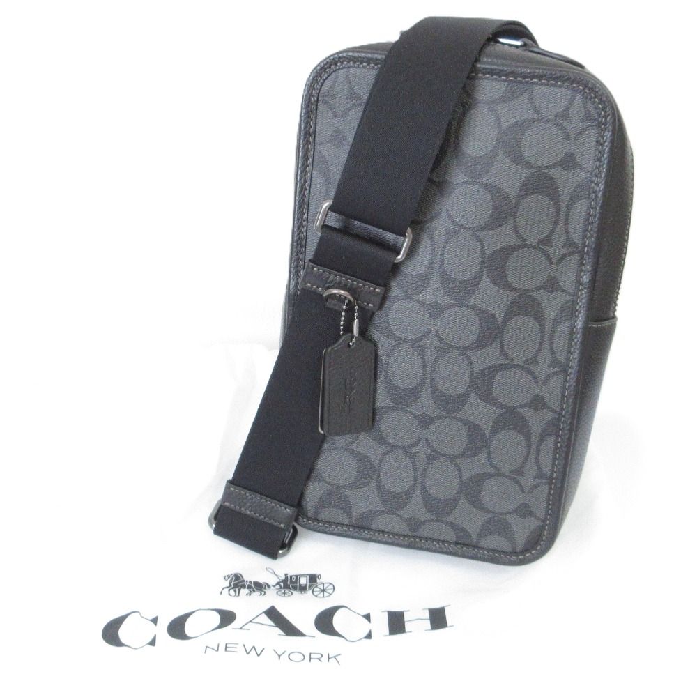 COACH コーチ サリバン パック シグネチャー キャンバス ショルダーバッグ ボディバッグ C9867 ブラック メンズ レディース 古着