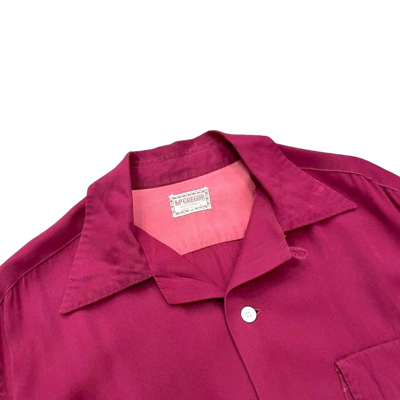 50s ビンテージ MCGREGOR オープンカラー 無地 レーヨンシャツ M