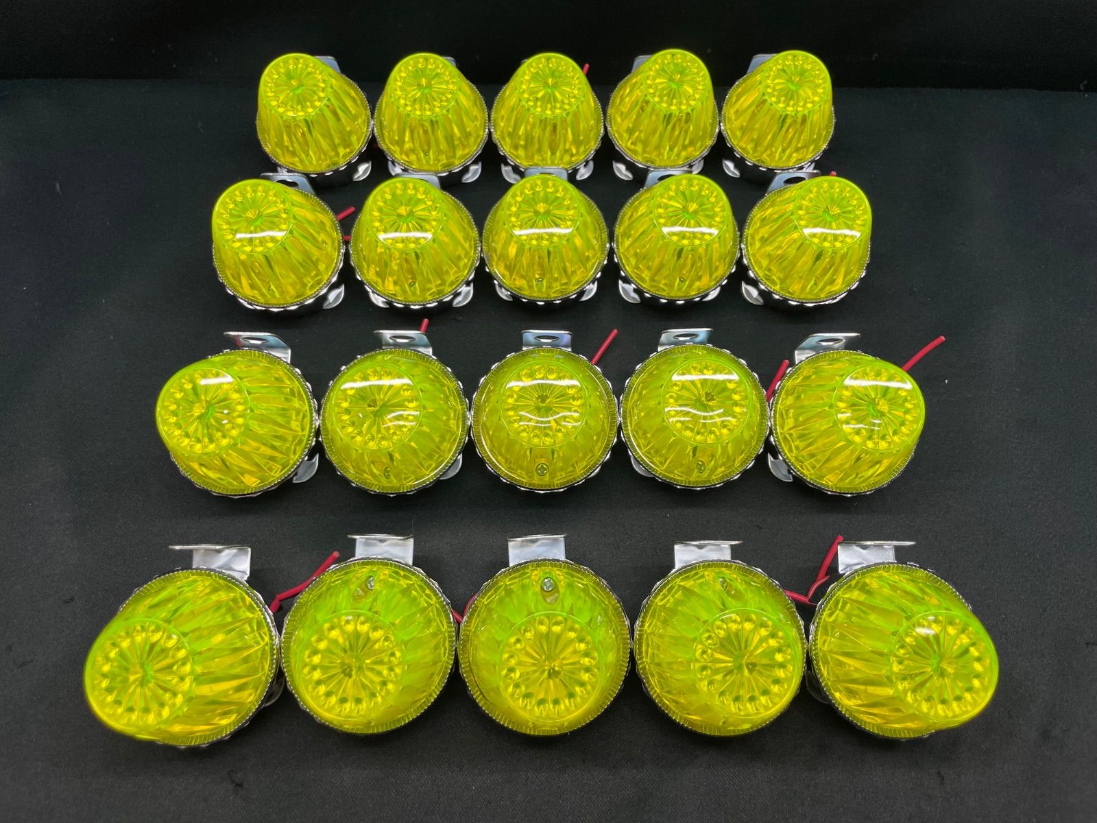 S-91 蛍光イエロー 20個 サイドランプ NO.16 黄 板橋用品製作所 電球式 レトロ デコトラ アート 車高灯 蛍 ゼリーマーカー
