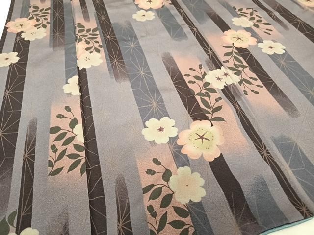 平和屋着物○上質な小紋 枝花間道 暈し染め 正絹 逸品 AAAT3089np
