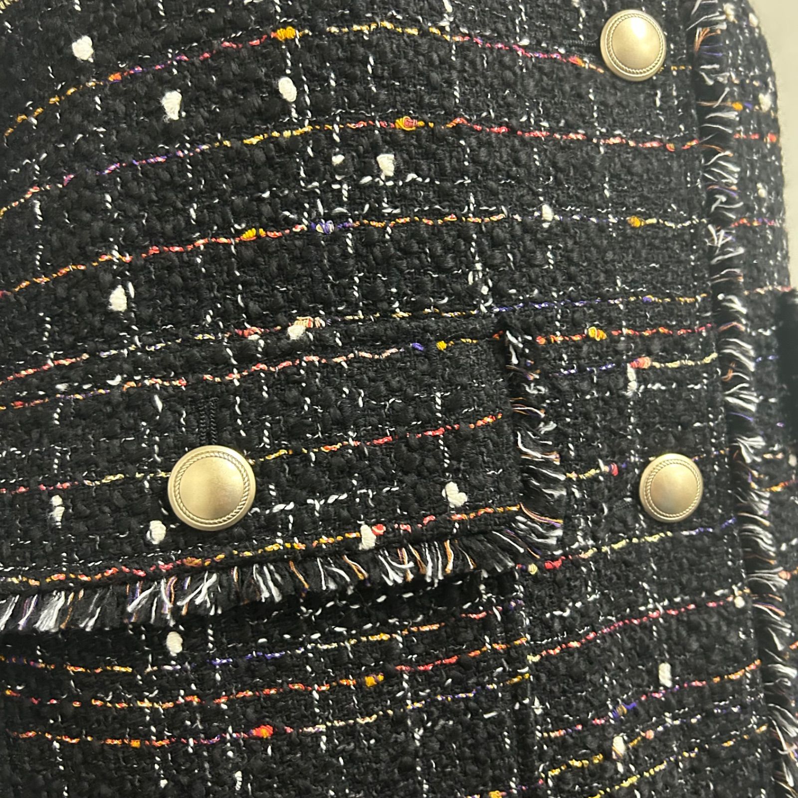美品】 23区 GIOLICA カラーミックスツイードジャケット 黒 size 44
