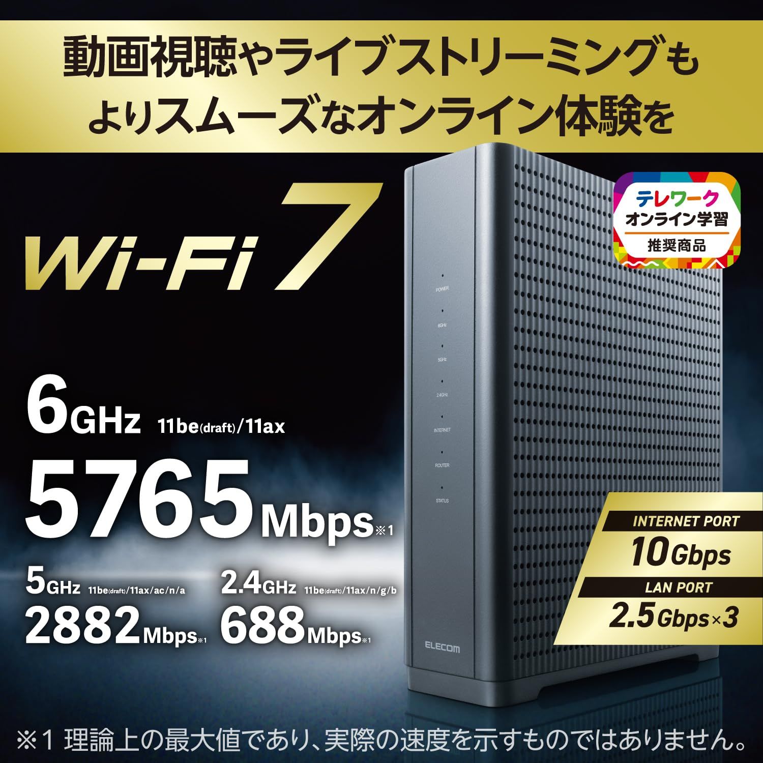 Wi-Fi 7 2882+688Mbps セキュリティ搭載2.5Gルーター Wi-Fi 7 2882+688Mbps Wi-Fi 2.5Gルーター | エレコムダイレクト
