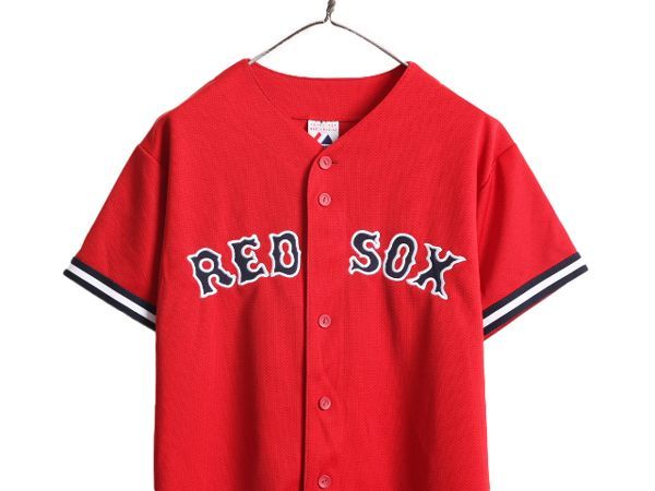 【お得なクーポン配布中!】 MLB オフィシャル Majestic レッドソックス ベースボール シャツ ボーイズ XL メンズ S 程/ 古着 ユニフォーム メジャーリーグ 半袖シャツ