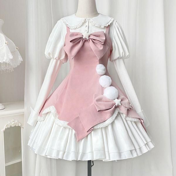 ロリータ ワンピース コスチューム メイド服 ゴスロリ ロリータワンピース 華やか メイド 豪華セット レディース 姫袖 姫ロリ 甘ロリ ゴシック ゴスロリ おと