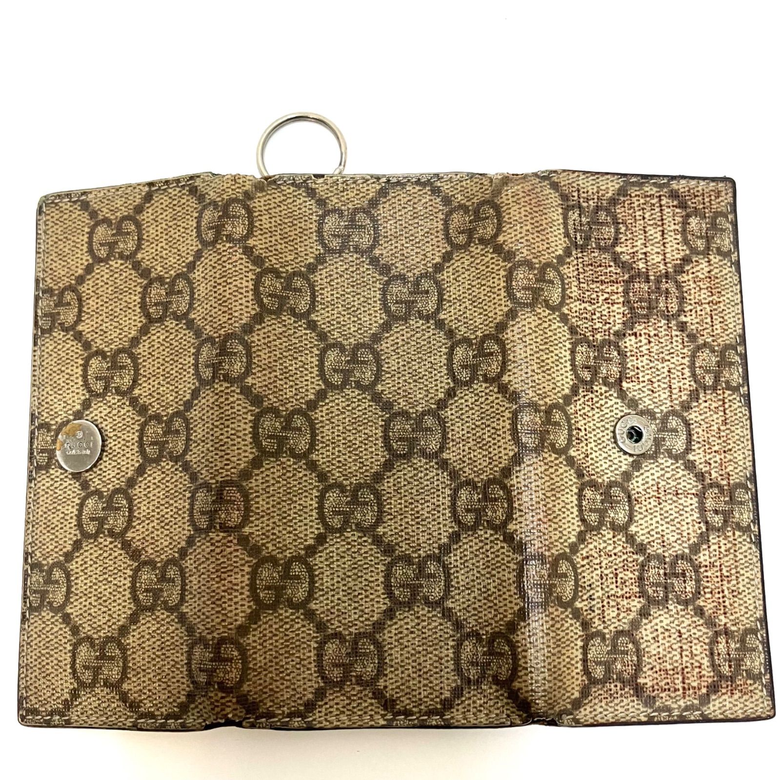 今日だけ！1万円以下に値下げ中⭐GUCCI GGキャンバス キーケース オフィディア〕キーケースベージュ＆エボニー GGスプリーム
