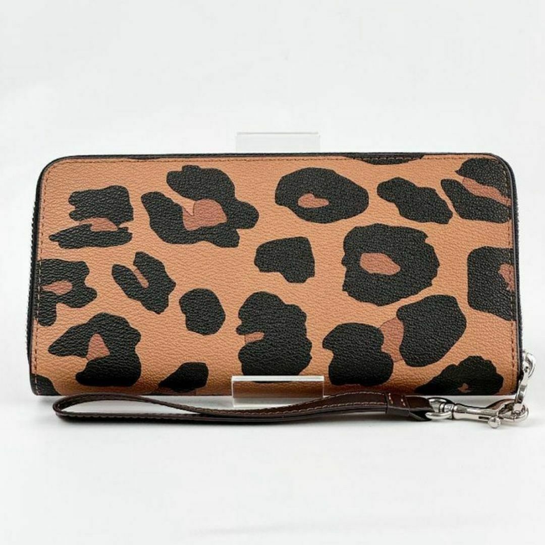 新品・未使用】COACH 長財布 レオパード柄 ライトサドル ストラップ付