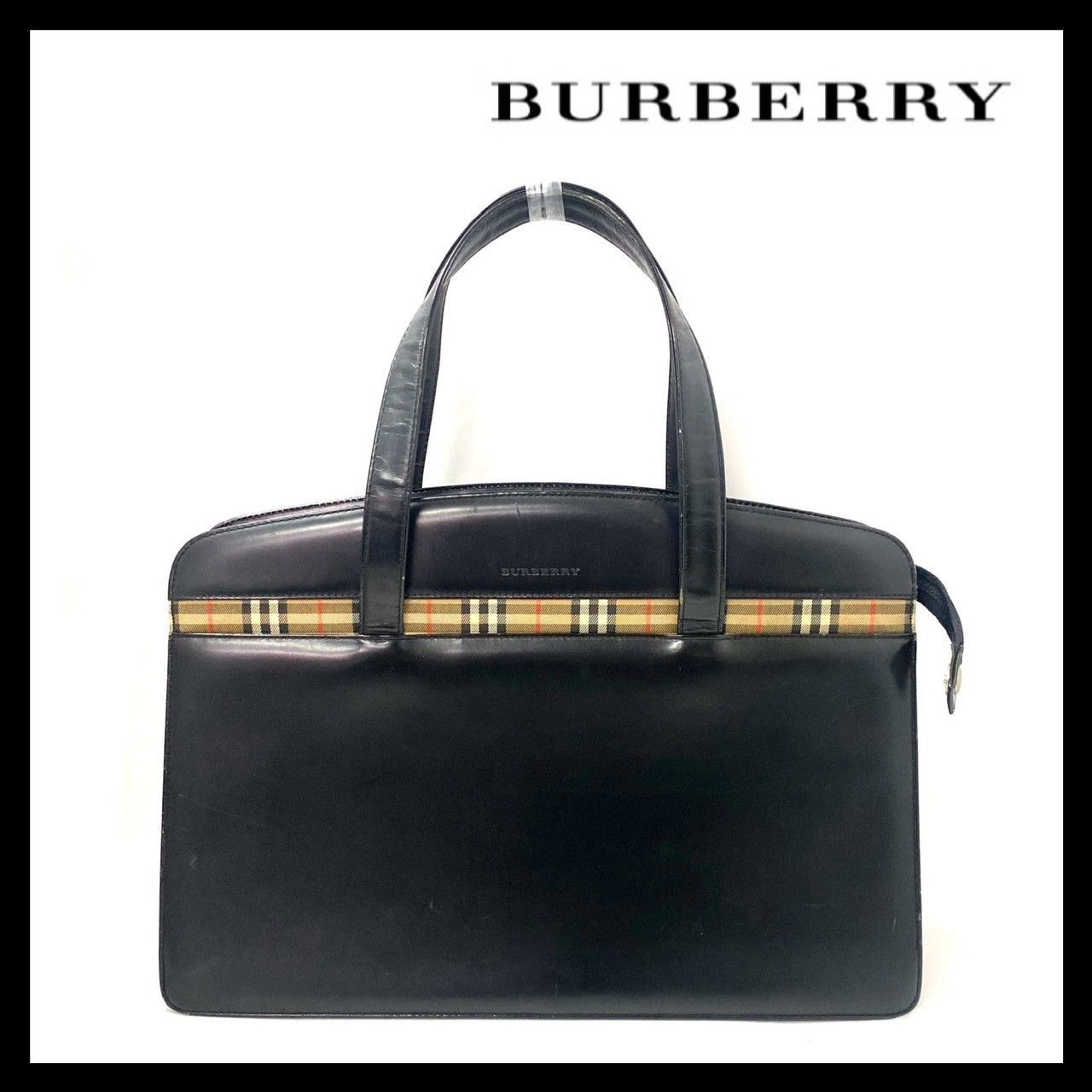 BURBERRY ハンドバッグ 黒 レザー（BURBERRY】ハンドバッグ