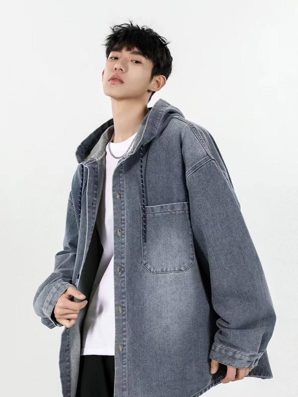 シャツ メンズ 大きいサイズ 長袖 ビッグシルエット デニムシャツ