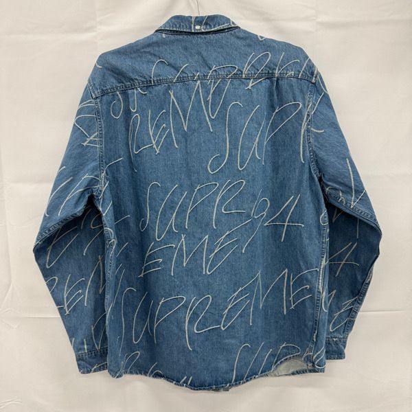全国無料で届け! Supreme|シュプリーム 23AW Handwriting Jacquard Denim Shirt|ハンドライティング ジャガード デニム 長袖シャツ|XL