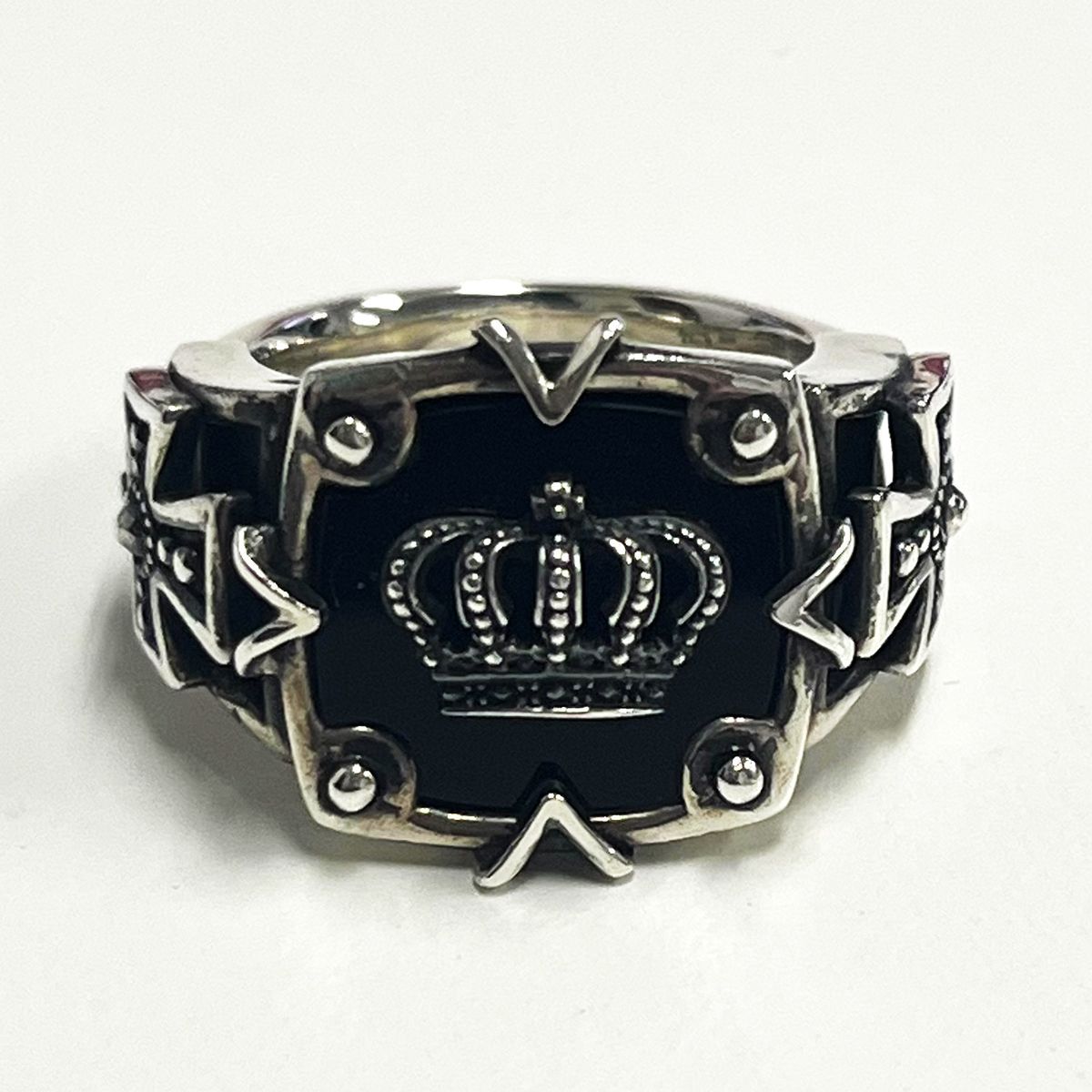 Justin Davisリングオニキスクラウンシルバー925指輪 Justin Davis ジャスティンデイビス リング オニキス クラウン
