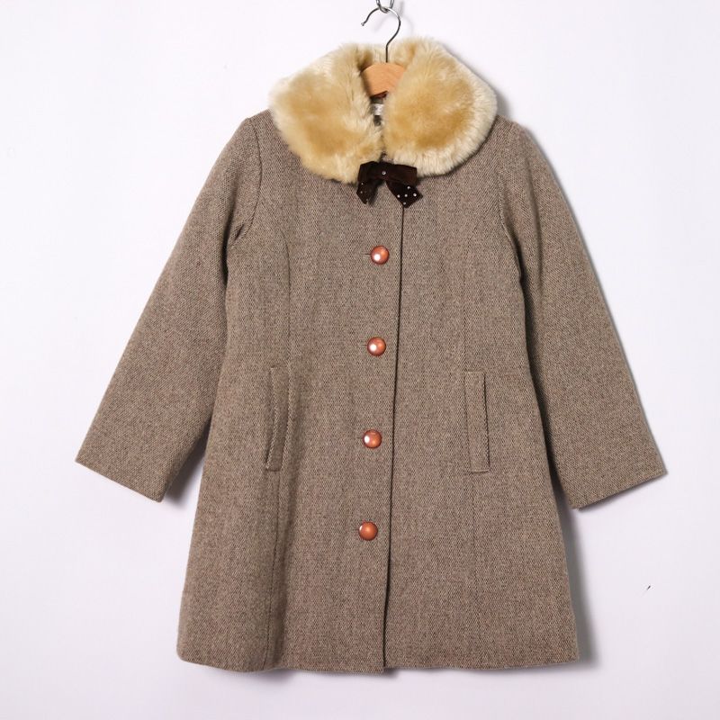 ブラウン毛皮フード付きロングコート j1f07_1.jpg