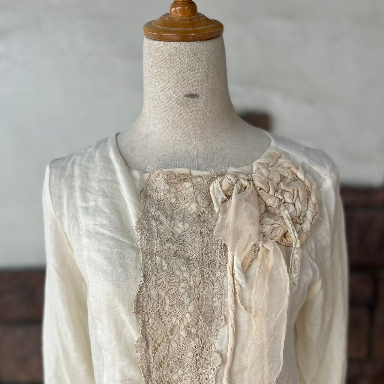 VINTAGE(ヴィンテージ) 80's lace decoration blouse cut and sew レース装飾ブラウスカットソー S アイボリー MAX STUDIO製 VINTAGE(ヴィンテージ) 80's lace decoration blouse cut and