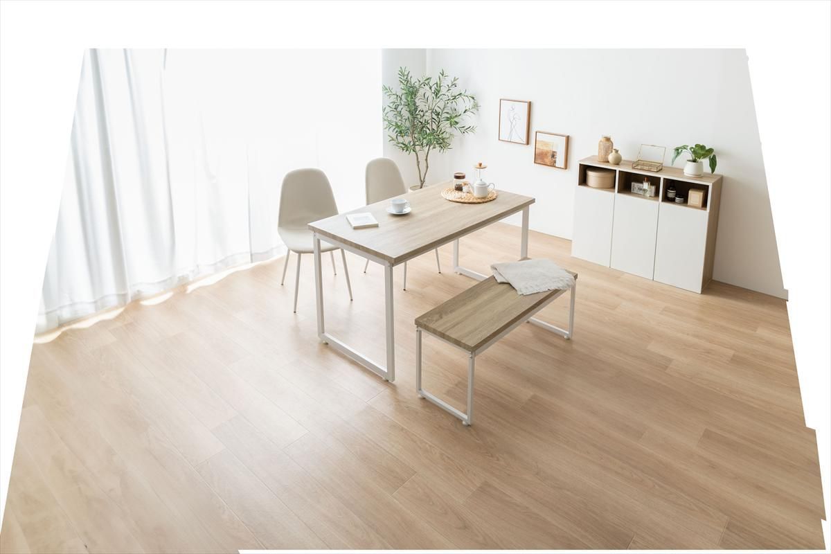 4点セット】Moku 幅130cmダイニングテーブル+ダイニングベンチ+チェア2脚