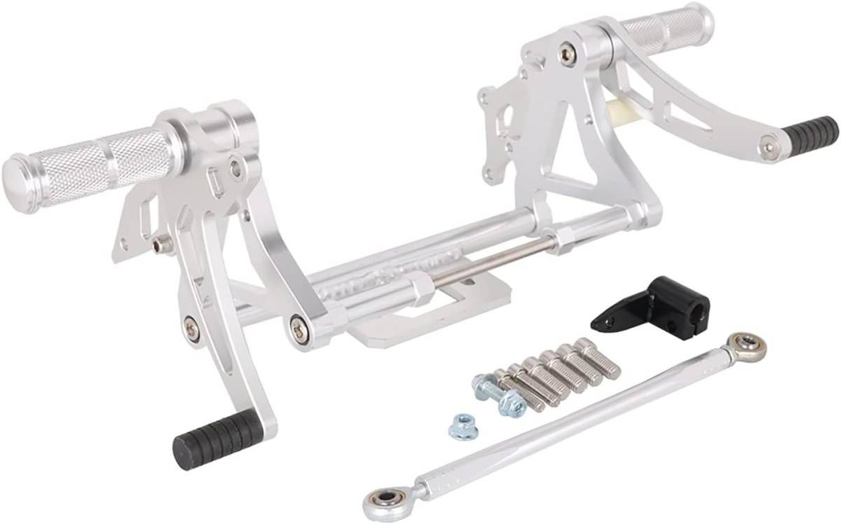 ホンダ モンキー Z50 用JIN YAO アルミ製バックステップキット シルバー ポジション調整 高強度 軽量 アルミ削り出し