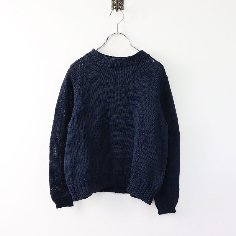 【極美品】マーガレットハウエル リネン100%　ニット ボトルネック　ネイビー 極美品】マーガレットハウエル リネン100% ニット ボトルネック