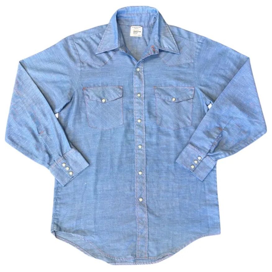 70s ヴィンテージ BIG MAC シャンブレーシャツ JCPenney 古着 70s BIG MAC JC Penney オールド ブルー シャンブレー
