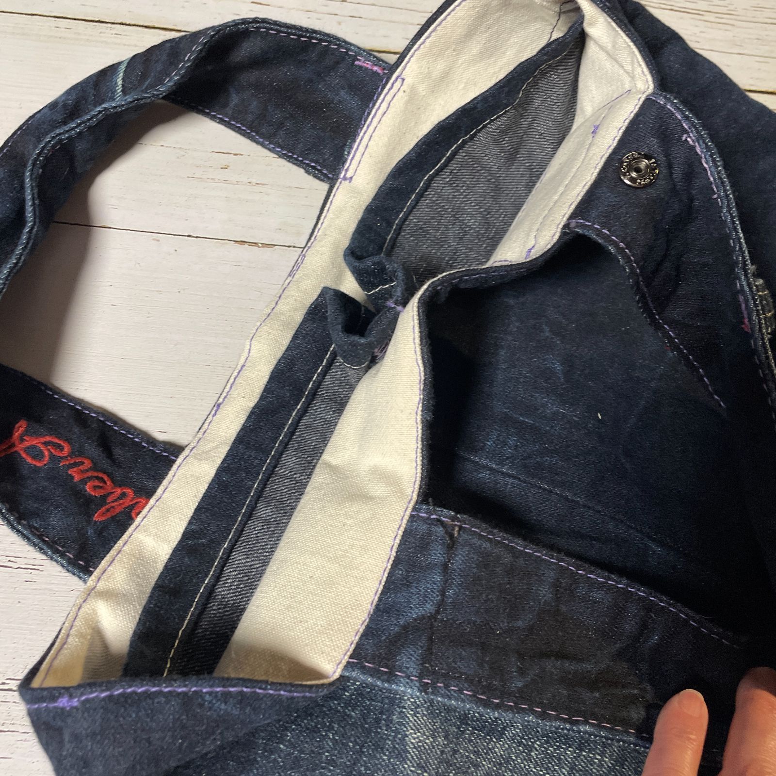 ジーンズリメイクデニムトートバッグ スカル クラウンbag-0021 - メルカリ